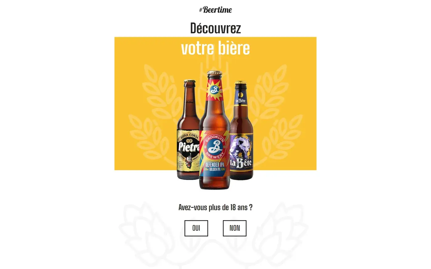 Écran d’accueil du guide de bière Beertime