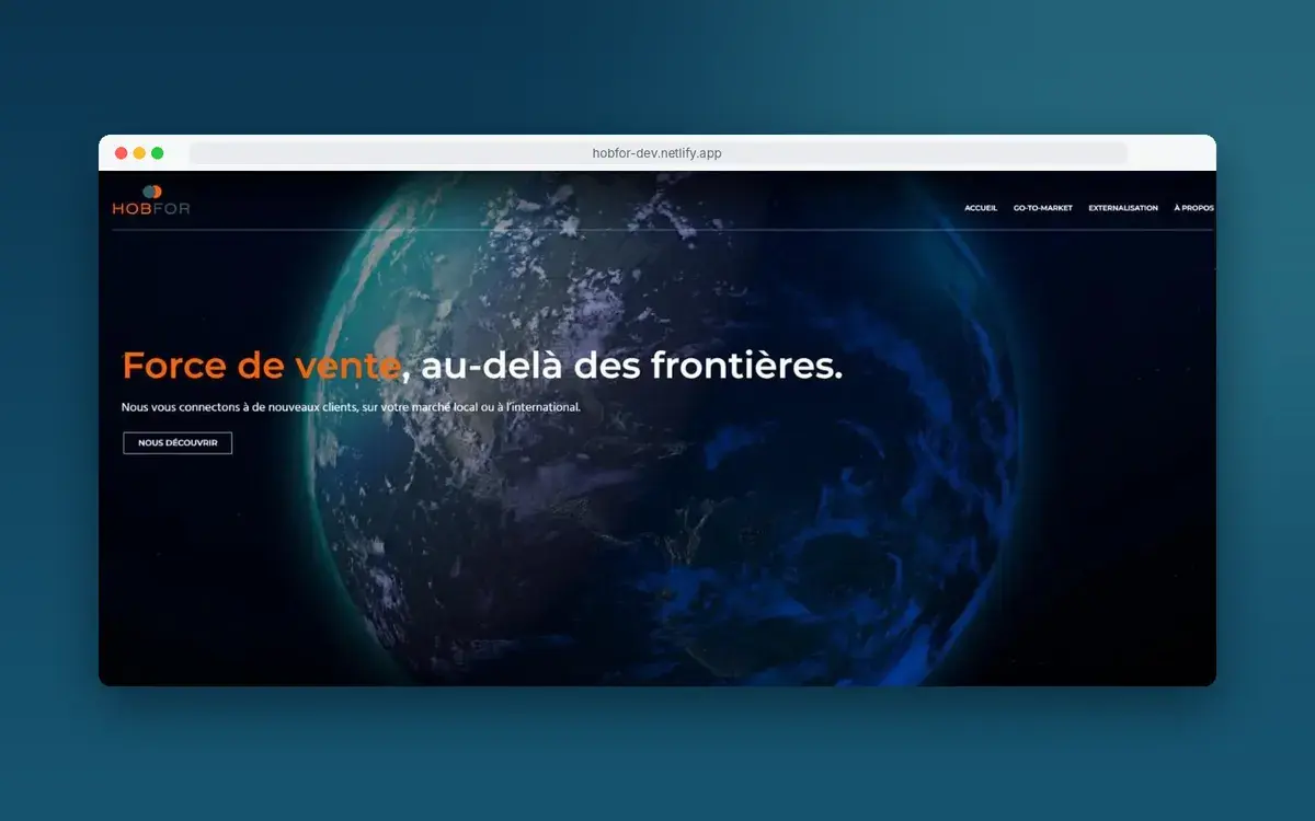 Page d’accueil du site HOBFOR IMPACT